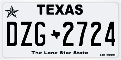 TX license plate DZG2724
