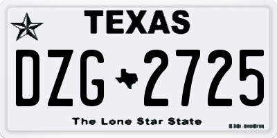 TX license plate DZG2725