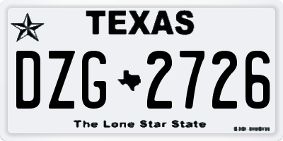 TX license plate DZG2726