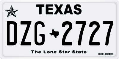 TX license plate DZG2727