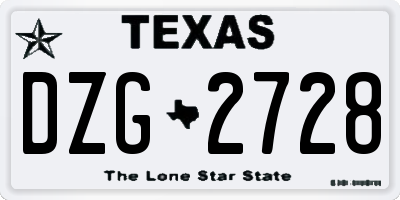 TX license plate DZG2728