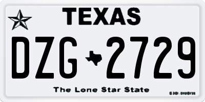 TX license plate DZG2729