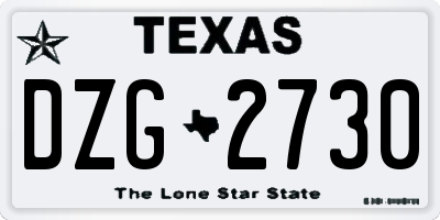 TX license plate DZG2730