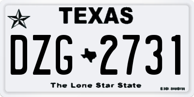 TX license plate DZG2731