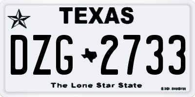 TX license plate DZG2733