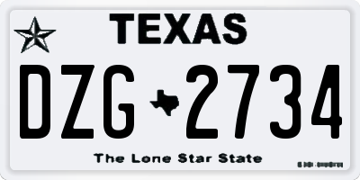 TX license plate DZG2734