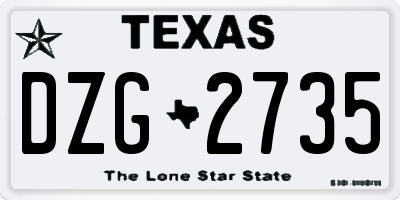 TX license plate DZG2735