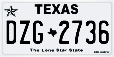 TX license plate DZG2736