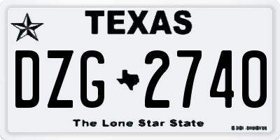 TX license plate DZG2740