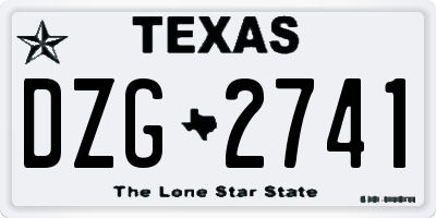 TX license plate DZG2741