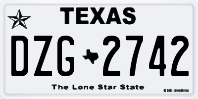 TX license plate DZG2742