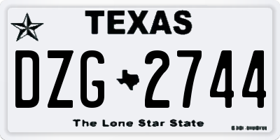 TX license plate DZG2744