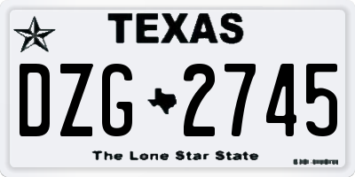 TX license plate DZG2745