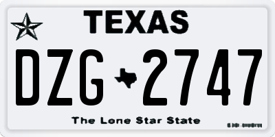 TX license plate DZG2747