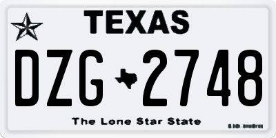 TX license plate DZG2748