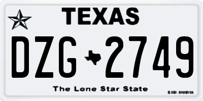 TX license plate DZG2749