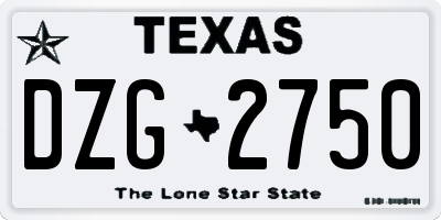 TX license plate DZG2750