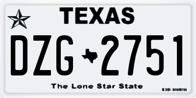 TX license plate DZG2751
