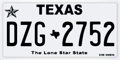 TX license plate DZG2752