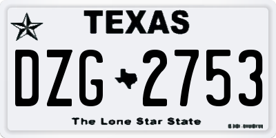 TX license plate DZG2753