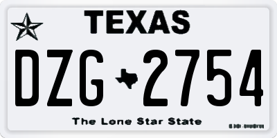 TX license plate DZG2754