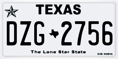 TX license plate DZG2756