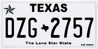 TX license plate DZG2757