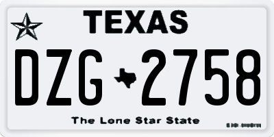 TX license plate DZG2758