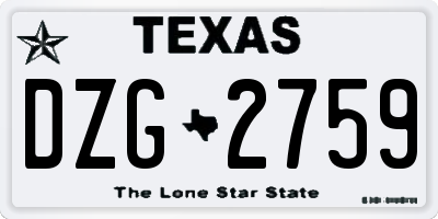 TX license plate DZG2759