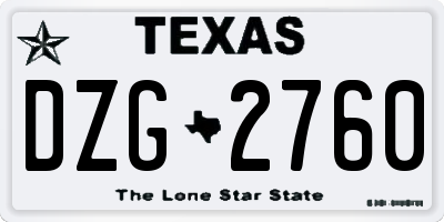 TX license plate DZG2760