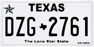 TX license plate DZG2761
