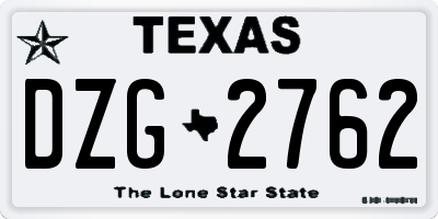 TX license plate DZG2762