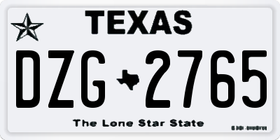 TX license plate DZG2765