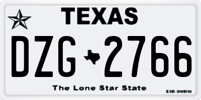 TX license plate DZG2766