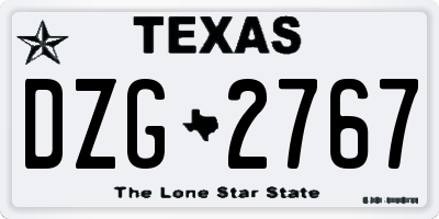 TX license plate DZG2767