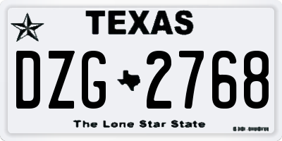 TX license plate DZG2768