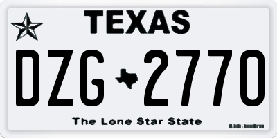 TX license plate DZG2770