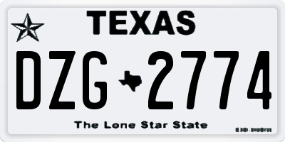 TX license plate DZG2774