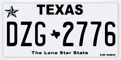 TX license plate DZG2776
