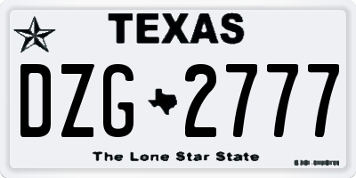 TX license plate DZG2777