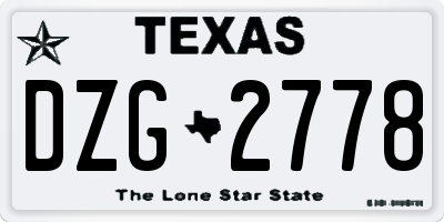 TX license plate DZG2778