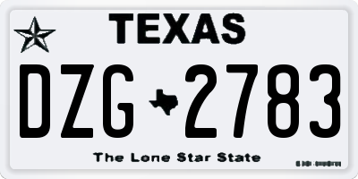 TX license plate DZG2783
