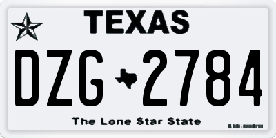 TX license plate DZG2784