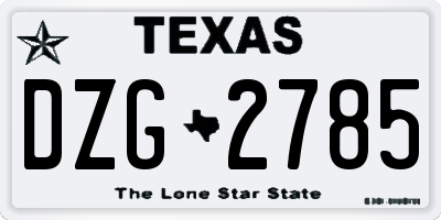 TX license plate DZG2785