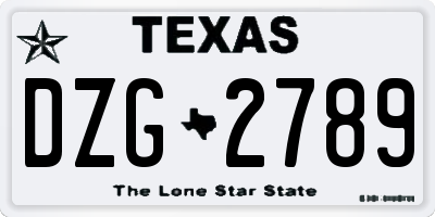 TX license plate DZG2789