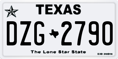TX license plate DZG2790