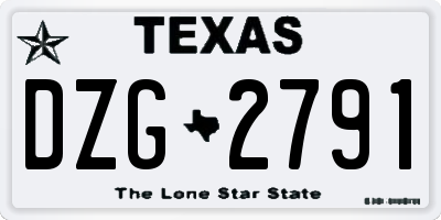 TX license plate DZG2791