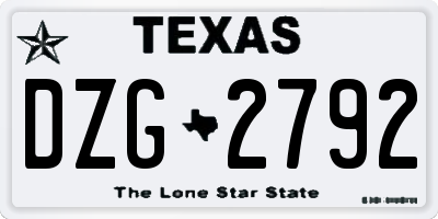 TX license plate DZG2792