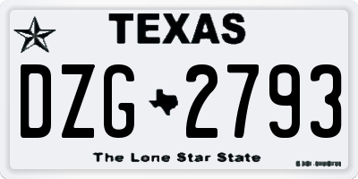 TX license plate DZG2793