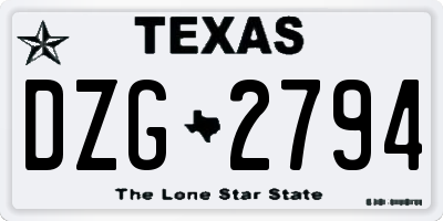 TX license plate DZG2794